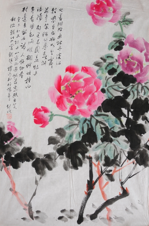 《也着胭脂画牡丹，淡红轻紫自成妆，如今处处花争笑，何必寻春到洛阳，都道名园羡牡丹，争看国色满雕栏，何妨总向村边去，留与诗人仔细看》