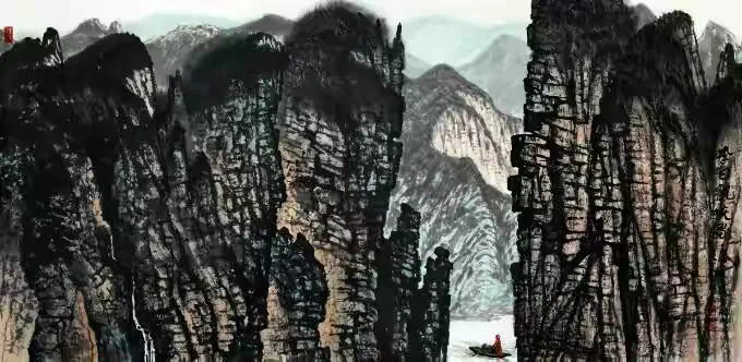 《李白观峡图》