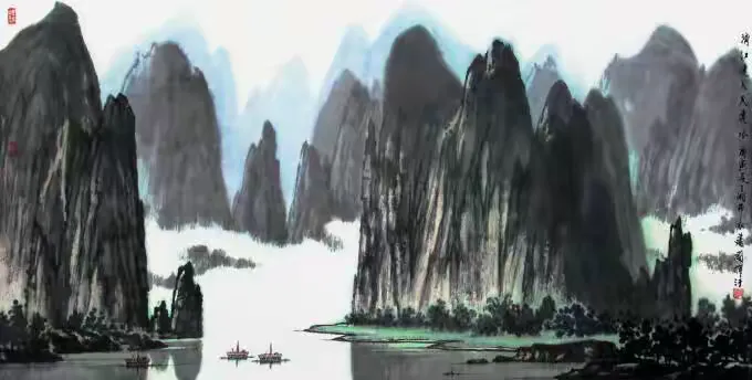 《漓江连天天连水》