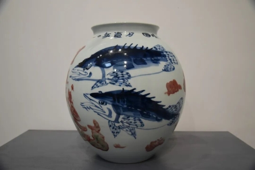 《青花釉里红陶瓷绘画作品》