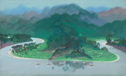 《凤凰展翅（创作小稿）》12.8×33.2cm ，纸本粉彩，1963年，中央美术学院美术馆藏