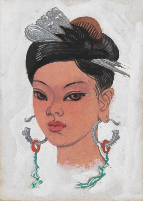 《侗族女子（创作小稿）》 1963 18cm×13cm 纸本粉彩 中央美术学院美术馆藏