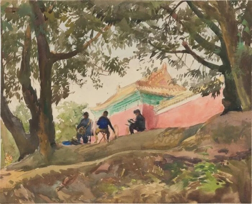 《写生十三陵》 1958 24.5×30.3cm 纸本水彩 中央美术学院美术馆藏