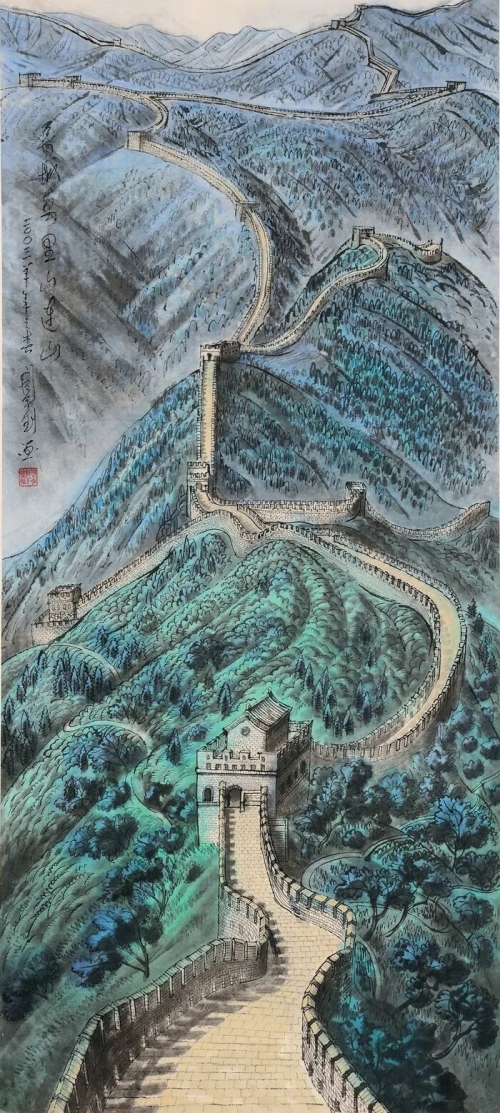 《长城万里山连山》 2003 152×67cm 纸本彩墨 中央美术学院美术馆藏